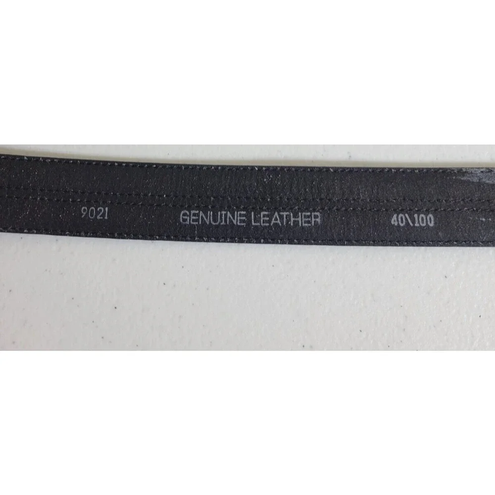 Belt Men's Black Genuine Leather‎ Work Casual Dress Solid Brass Buckle Size 40